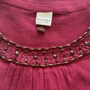 🔥 4/$20 NWT Sonoma Life+ Style Medium Mesa Red Beaded Tank